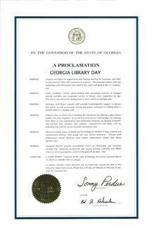 Governor Sonny Perdue Proclaims March 10, 2010 Library Day