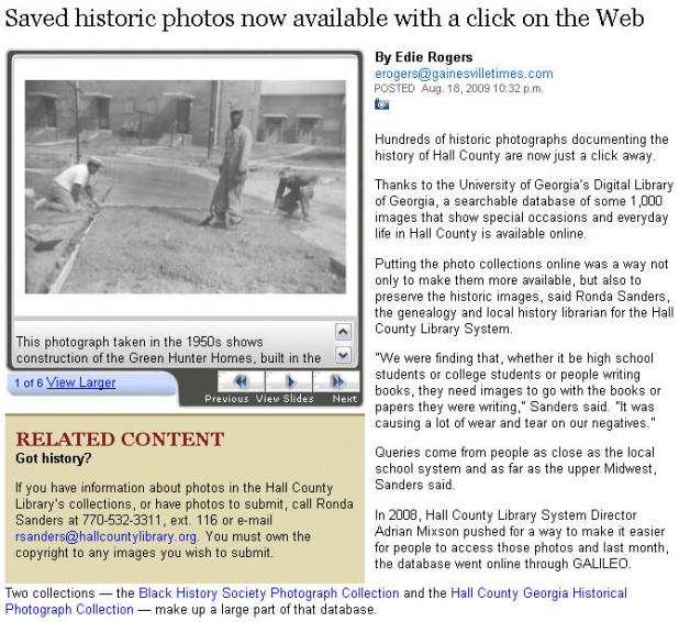 Article: Saved Historic Photos Now Available with a Click on the Web