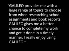 GALILEO Helps Me Get My Work Done