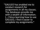 Assignments Easier to Complete with GALILEO