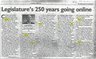 Article: Legislature’s 250 Years Going Online