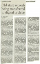Article: Old State Records Being Transferred to Digital Archive